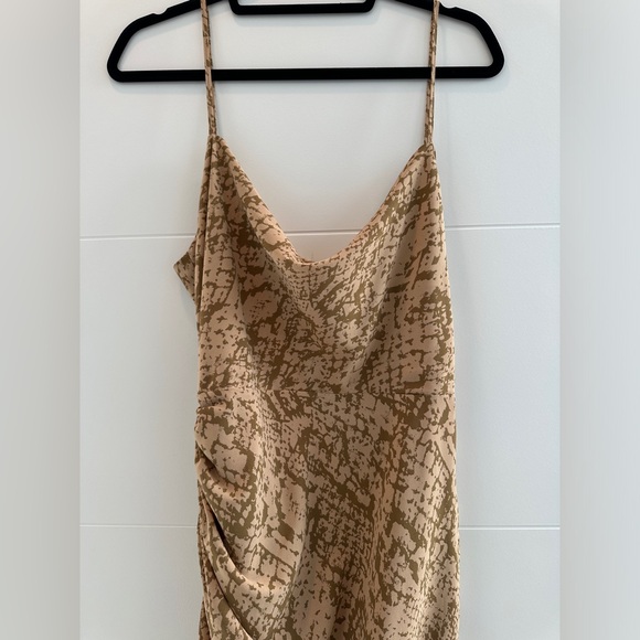 Forever 21 tan beige Snake Print Ruched Midi Dress with Spaghetti Straps Fall M - Picture 10 of 15